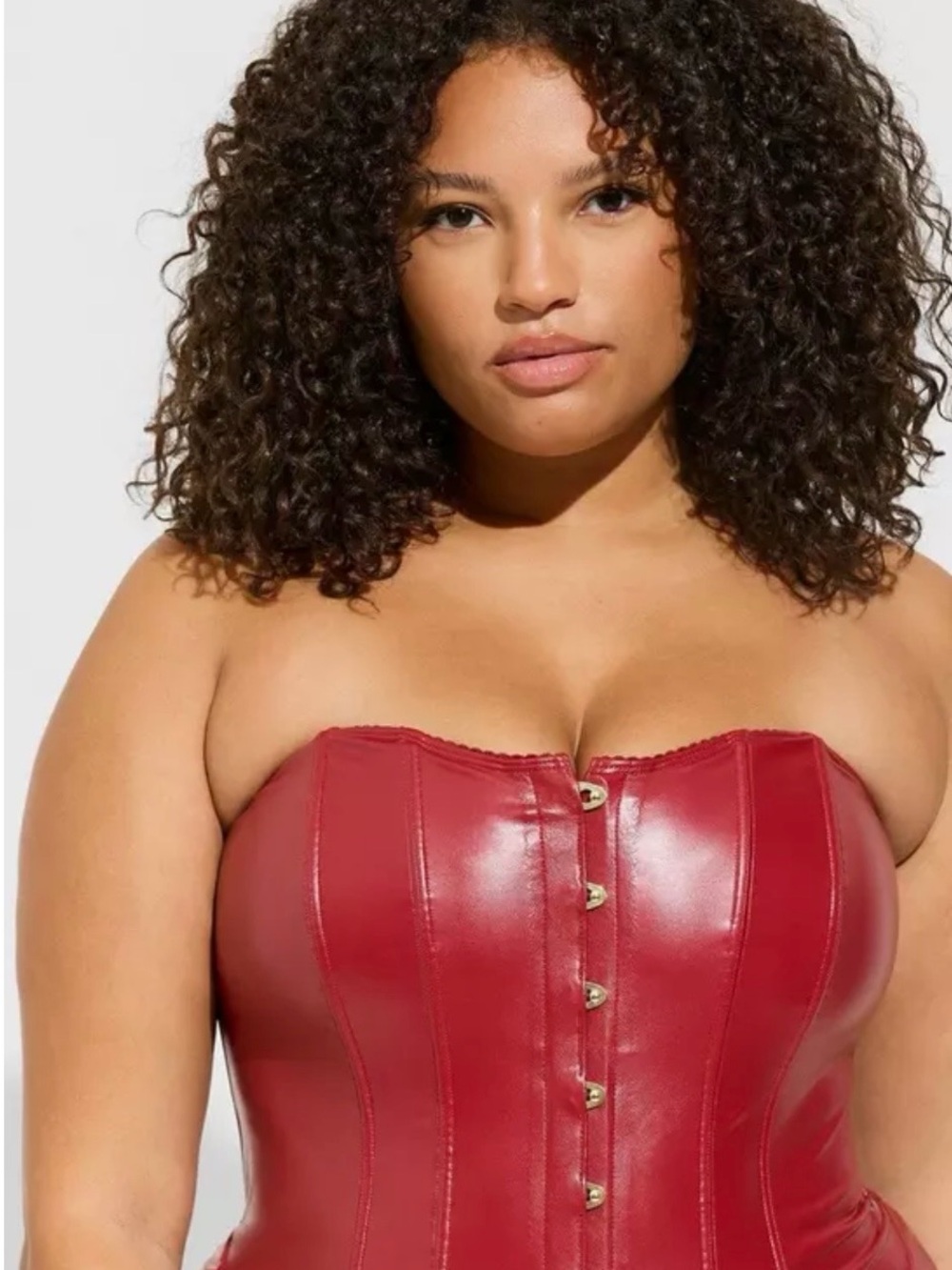 torrid Red Faux-Leather Strapless Bustier Corset